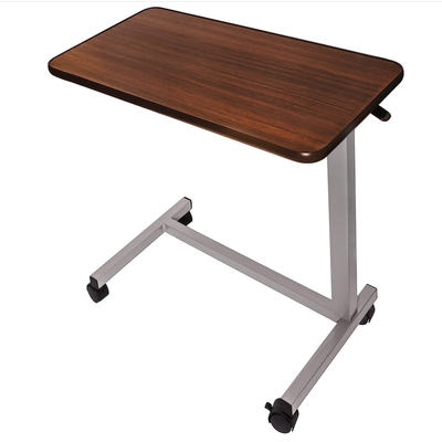Medical Pneumatic Adjustable Overbed Table with Wheels, Living Room Side Table - 15" x 30" x 40"/Brown